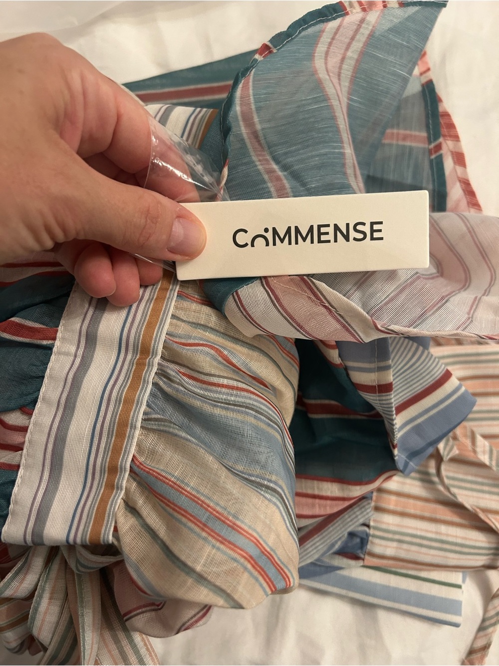 Commense Pastel Multi-Stripe Tie-Waist Mini Dress - Picture 6 of 6
